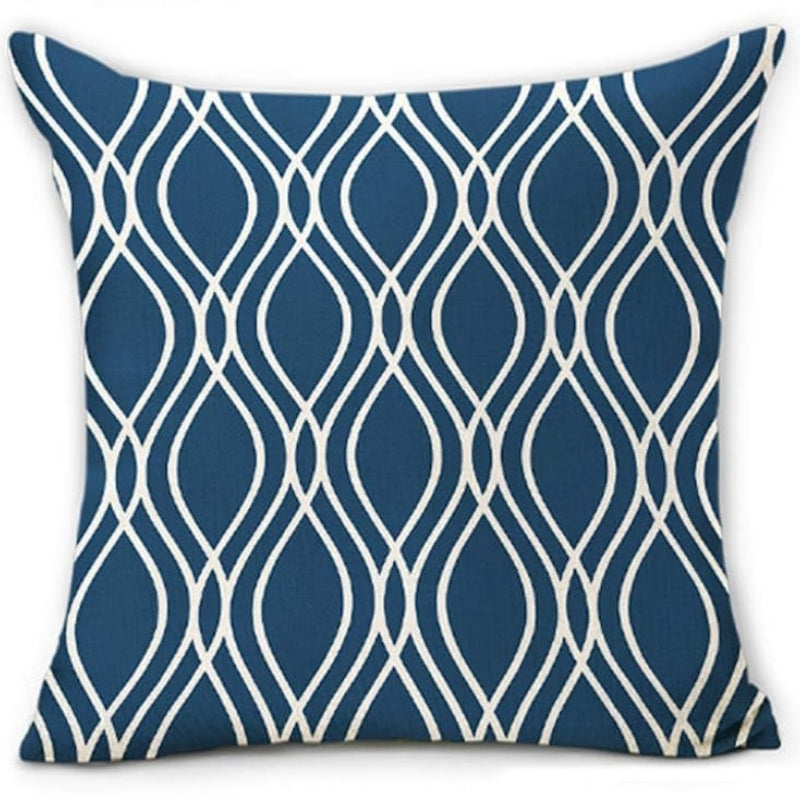Nordic Geometric Linen Blend Cushion Cover 17"x17"