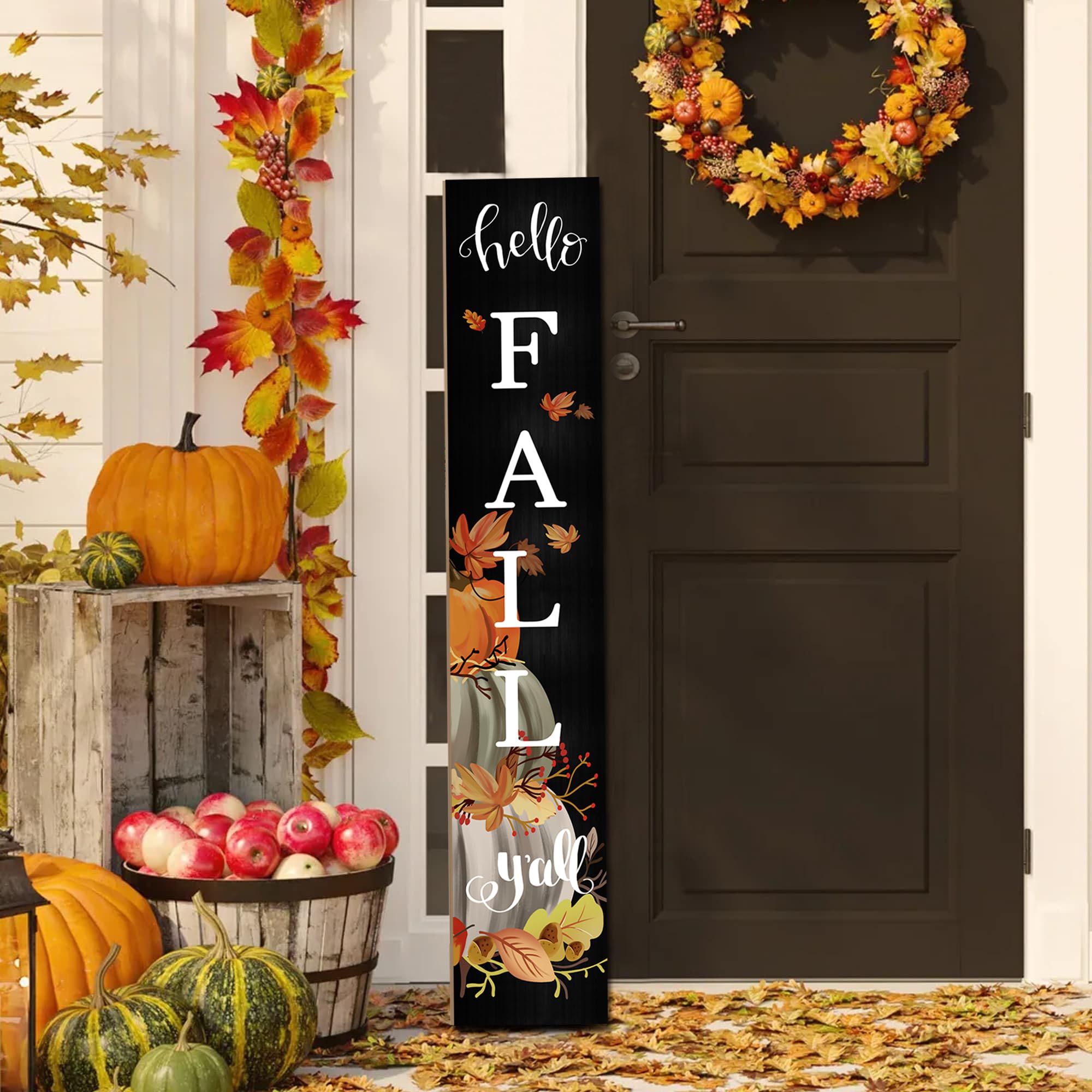 Hello Fall Porch Sign 47.2"Thanksgiving Door Decoration