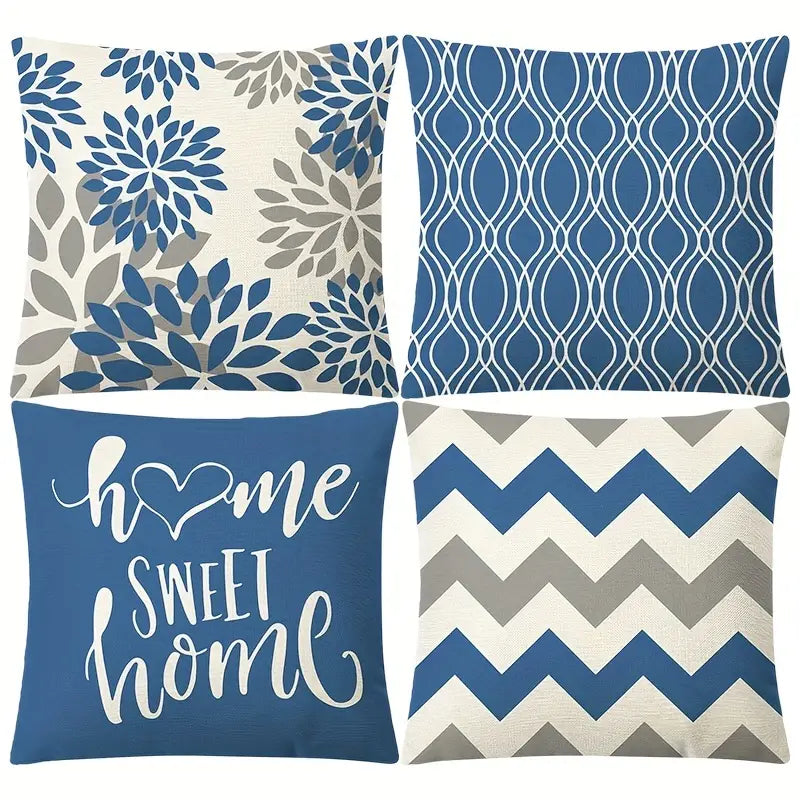 Nordic Geometric Linen Blend Cushion Cover 17"x17"