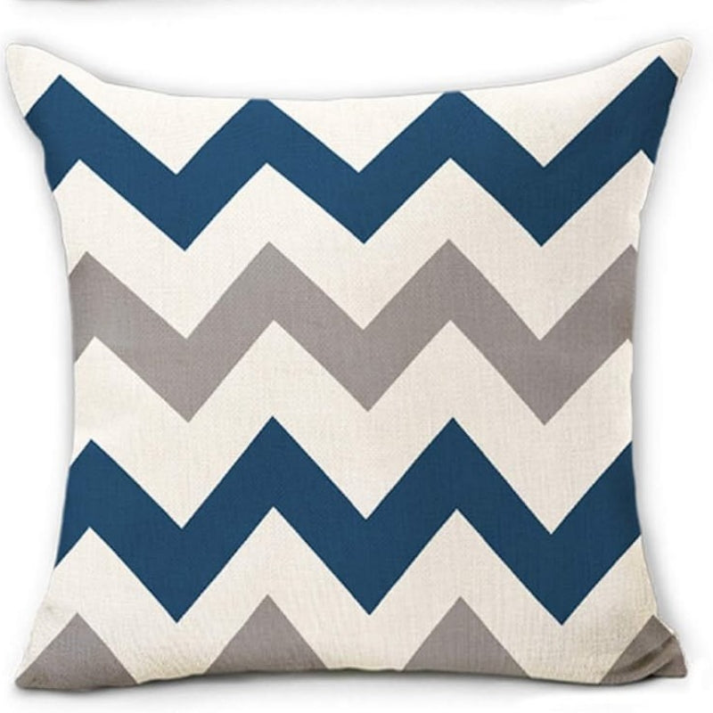 Nordic Geometric Linen Blend Cushion Cover 17"x17"